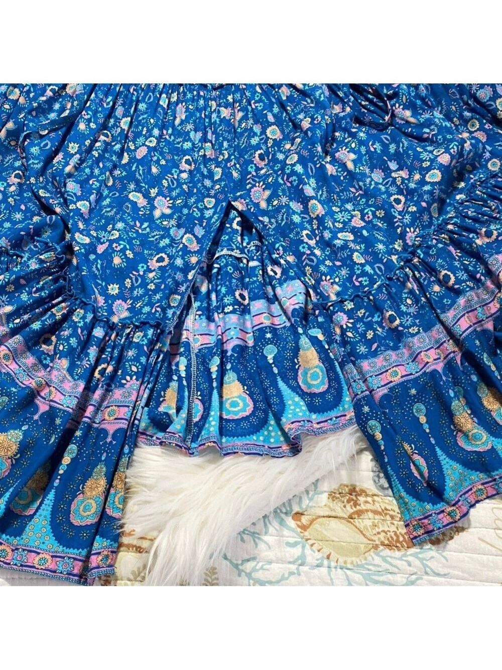 Bohemian Blue Floral Long Sleeve Dress - Picture 11 of 12